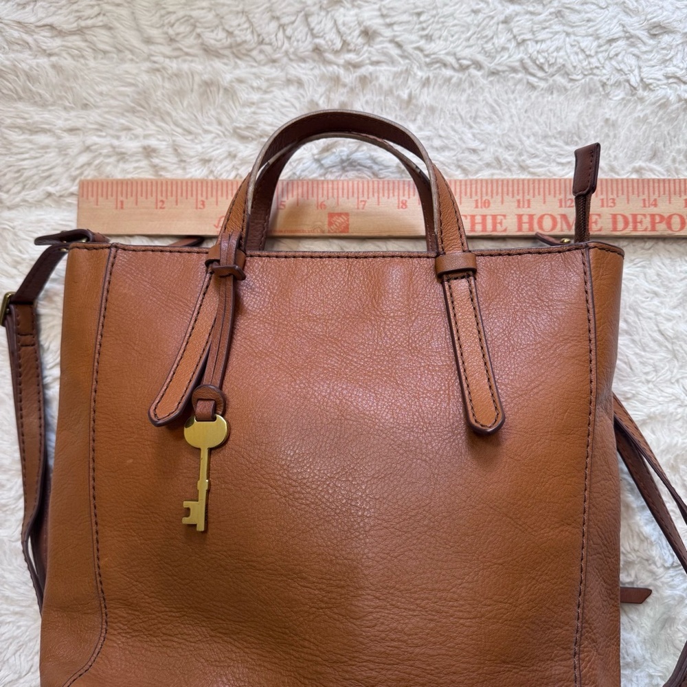Fossil key Camilla Convertible Leather Backpack Tan Brown Crossbody brass - Picture 10 of 11